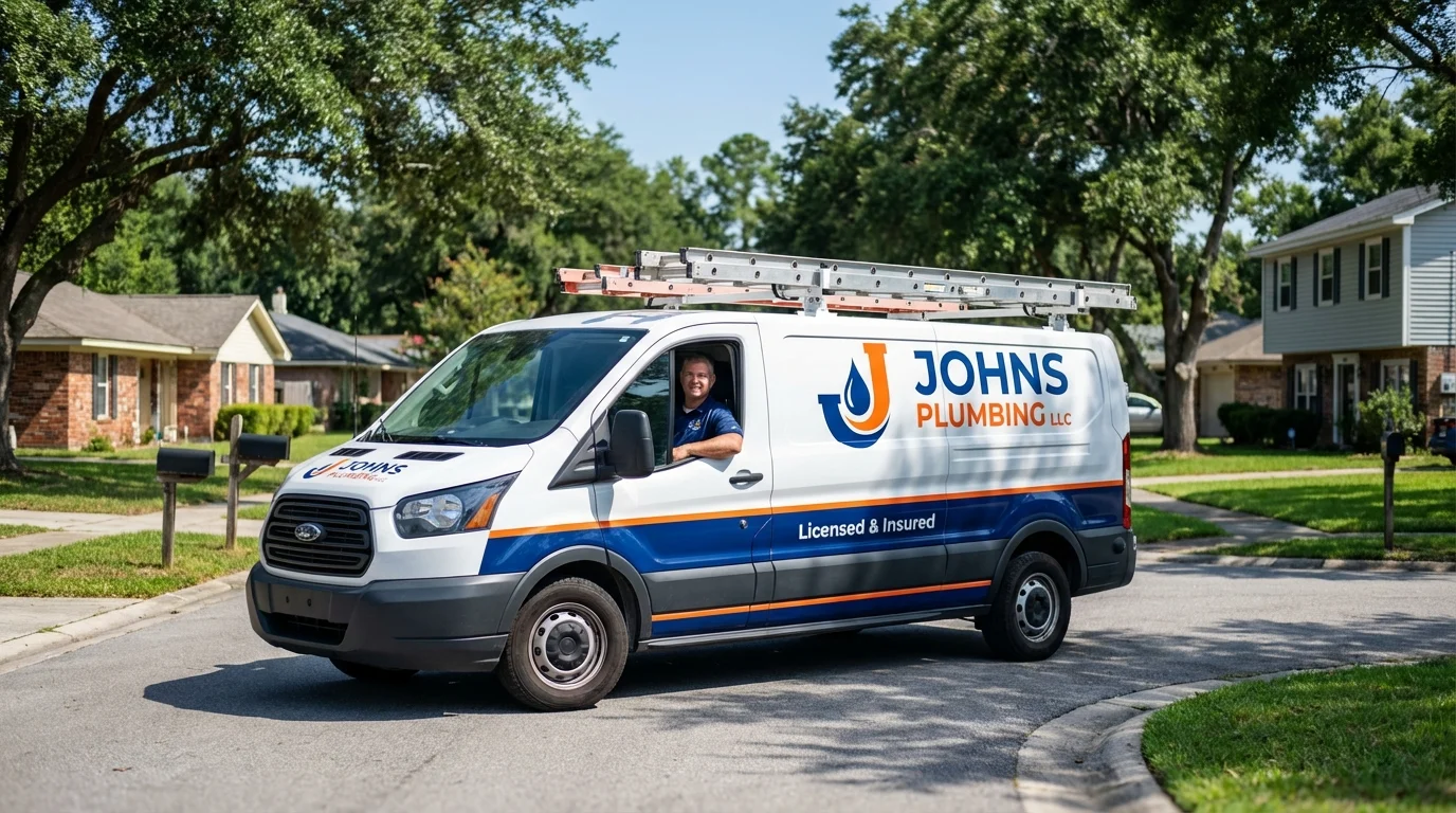 Johns Plumbing LLC service van in Rio Grande, NJ