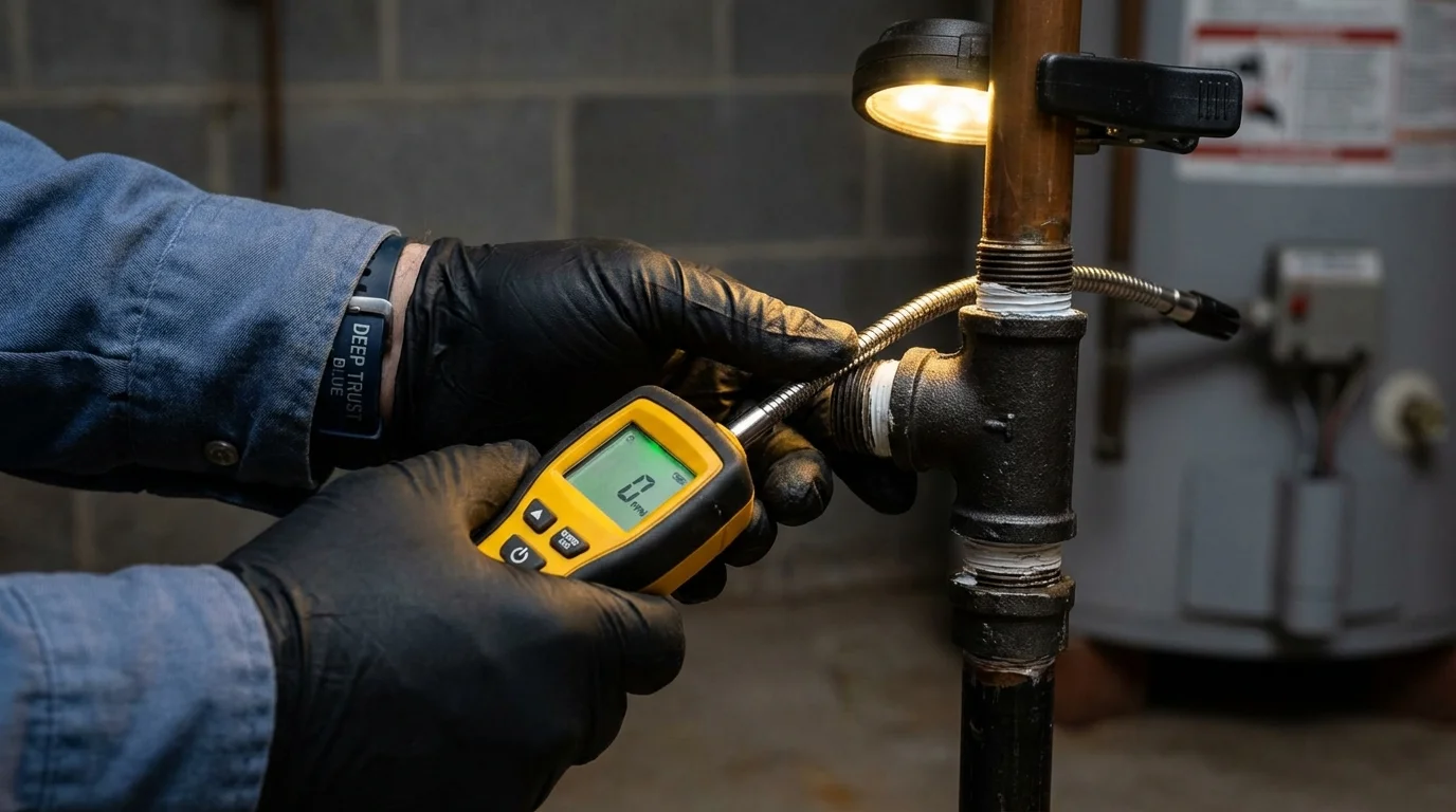 Gas leak detection with electronic sniffer by Johns Plumbing LLC in Rio Grande