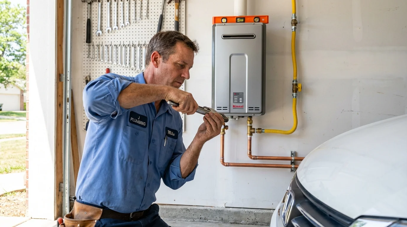 Tankless water heater installation by a Johns Plumbing LLC plumber in Rio Grande