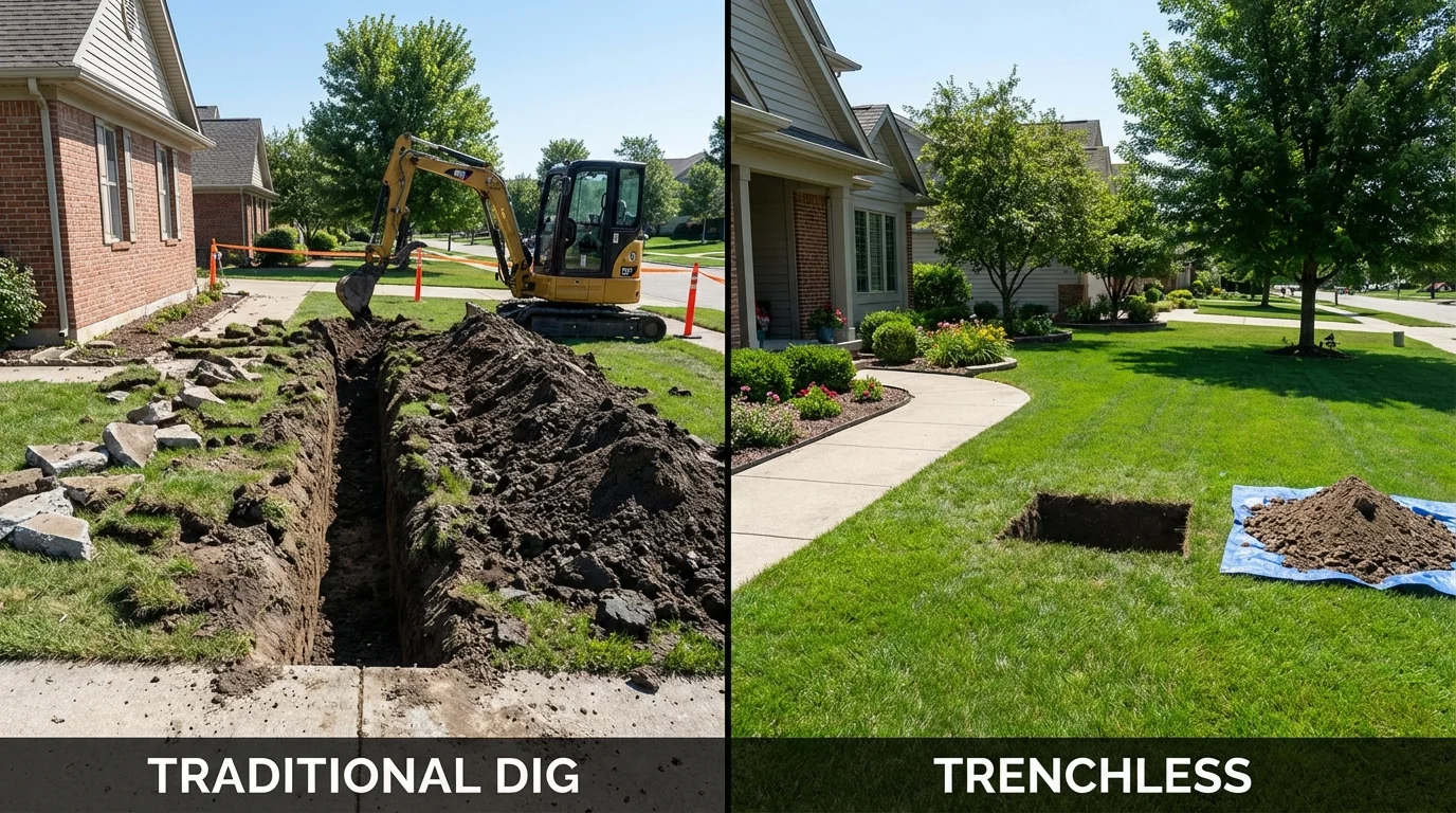 Trenchless sewer repair with minimal yard damage versus traditional excavation in Rio Grande, NJ